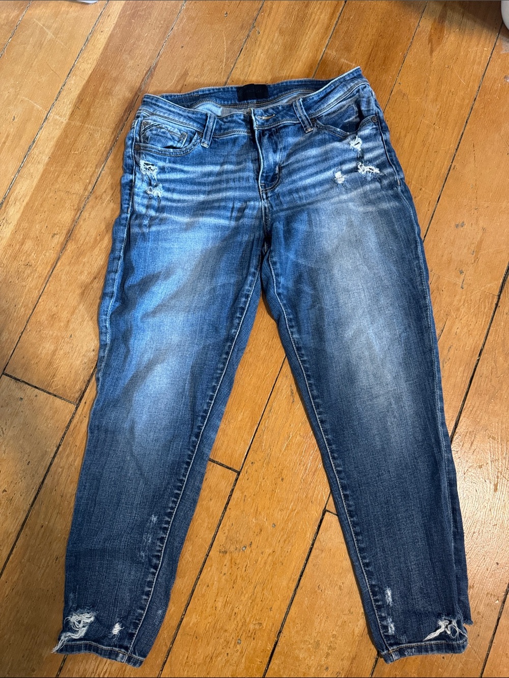 Blue Distressed Women’s Jeans - Classic Casual- Buckle Black- Size 30- Skinny